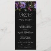 Moody Gothic Purple Floral Wedding Menükarte (Vorderseite)