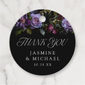 Moody Gothic Purple Floral Wedding Thank You Geschenkanhänger (Vorderseite)