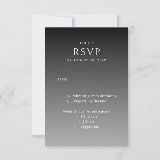 Moody Gothic Schwarz-weiß Wedding RSVP (Vorderseite)