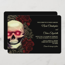 Moody Gothic Skull Floral Halloween metallic Einladung