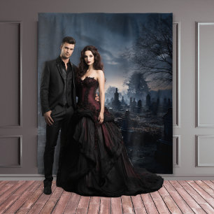 Moody Gothic Spuk Moonlit Graveyard XLarge Wandteppich