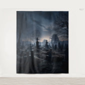Moody Gothic Spuk Moonlit Graveyard XLarge Wandteppich (Vorderseite)