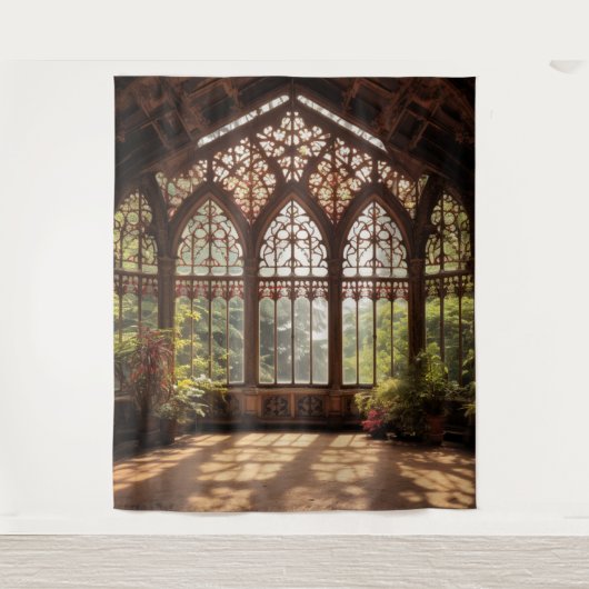 Moody Gothic Sunlit Conservatory Room XLarge Wandteppich (Vorderseite)