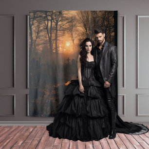 Moody Gothic Sunset Graveyard XLarge Wandteppich