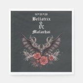 Moody Gothic Wedding Black Bat Serviette (Vorderseite)