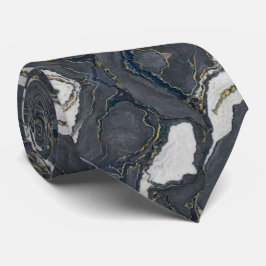 Moody Gray Agate Geode Slice with Gold Accents Krawatte