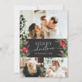 Moody Gray Modern Script 3 Foto Frohe Weihnachten (Vorderseite)