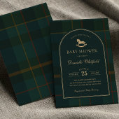 Moody Green Equestrian Plaid Polo Boy Baby Shower Einladung