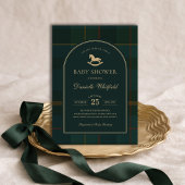 Moody Green Equestrian Plaid Polo Boy Baby Shower Einladung