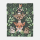 Moody Green Woodland Forest Animals Baby Boy Fleecedecke (Vorderseite)