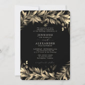 Moody Greenery Black & Beige Wedding Einladung (Vorderseite)