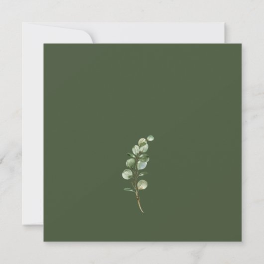 Moody Greenery mit geometrischen Rahmen Hochzeit v Einladung (Rückseite)