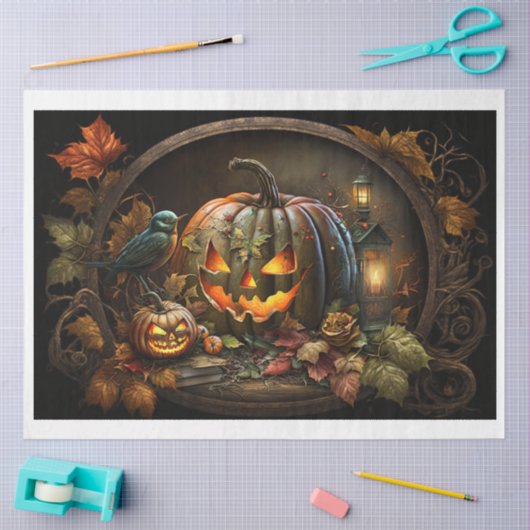 Moody Halloween Pumpkins Tissue Paper Seidenpapier (Basteln)