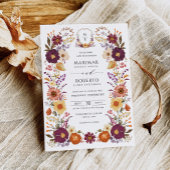 Moody Handpainted Florals Wedding Monogram Crest Einladung