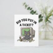 Moody helpdesk cat fragte, dass du ein Ticket eing Postkarte (Stehend Vorderseite)