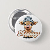 Moody Highland Cow Button (Vorne & Hinten)