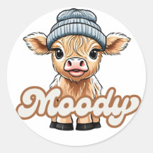 Moody Highland Cow Sticker