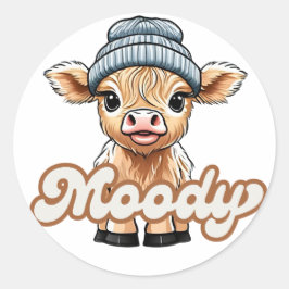 Moody Highland Cow Sticker