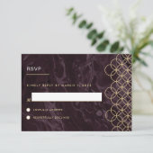 Moody Hues Burgundy Marble UAWG Reply Card RSVP Karte (Stehend Vorderseite)