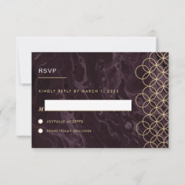 Moody Hues Burgundy Marble UAWG Reply Card RSVP Karte