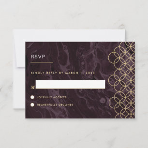 Moody Hues Burgundy Marble UAWG Reply Card RSVP Karte