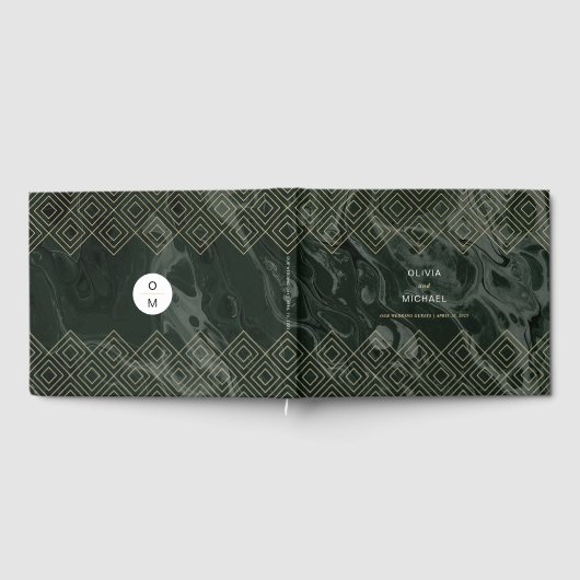 Moody Hues Emerald Green Marble Custom Gästebuch (Voll)