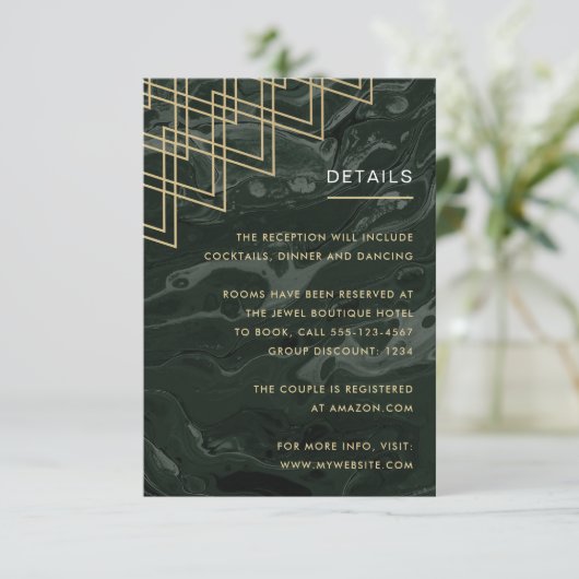 Moody Hues Emerald Green Marble Enclosure Card Begleitkarte (Stehend Vorderseite)