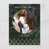 Moody Hues Emerald Green Marble Save the Date Postkarte (Vorderseite)