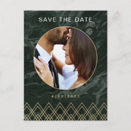 Moody Hues Emerald Green Marble Save the Date Postkarte