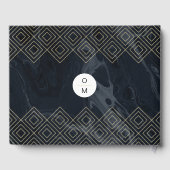 Moody Hues Midnight Blue Marble Custom Guest Book Gästebuch (Rückseite)