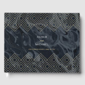 Moody Hues Midnight Blue Marble Custom Guest Book Gästebuch (Vorderseite)