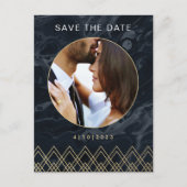 Moody Hues Midnight Blue Marble Save the Date Postkarte (Vorderseite)