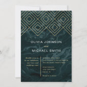 Moody Hues Turquoise Marble Wedding Einladung (Vorderseite)