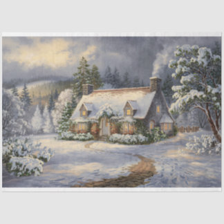 Moody-Hütte Landscape Wasserfarbe Decoupage Seidenpapier