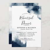 Moody Indigo Blue Watercolor Probe Dinner Einladung (Vorne/Hinten)