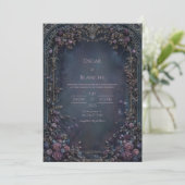 Moody Indigo Gothic Rose Archway Wedding Einladung (Stehend Vorderseite)