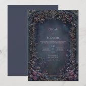 Moody Indigo Gothic Rose Archway Wedding Einladung (Vorne/Hinten)