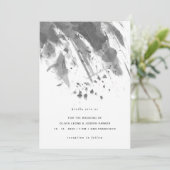 Moody Ink | Abstrakte Schwarz-Weiß-Hochzeit Einladung (Stehend Vorderseite)