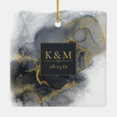 Moody Ink Charcoal Gold Abstrakt Blk ID988 Keramikornament (Rückseite)