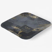 Moody Ink Charcoal Gold Abstrakt Blk ID988 Pappteller (Gewinkelt)