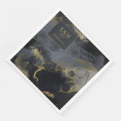 Moody Ink Charcoal Gold Abstrakt Blk ID988 Serviette (Ecke)