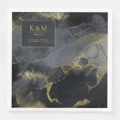 Moody Ink Charcoal Gold Abstrakt Blk ID988 Serviette (Vorderseite)