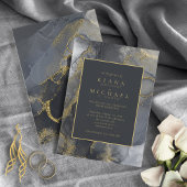 Moody Ink Charcoal Gold Abstrakt ID988