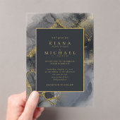 Moody Ink Charcoal Gold Abstrakt ID988 Acryleinladungen (Insitu (Handheld))