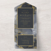 Moody Ink Charcoal Gold Abstrakt ID988 All In One Einladung (Innen Boden)