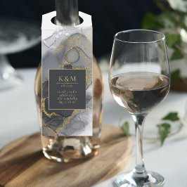 Moody Ink Charcoal Gold Abstrakt ID988 Flaschenanhänger