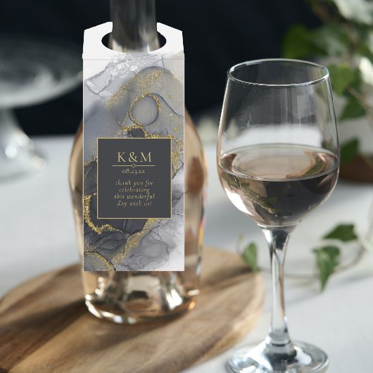 Moody Ink Charcoal Gold Abstrakt ID988 Flaschenanhänger