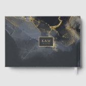 Moody Ink Charcoal Gold Abstrakt ID988 Gästebuch (Rückseite)