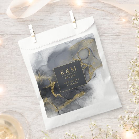 Moody Ink Charcoal Gold Abstrakt ID988 Geschenktütchen (Ausgeschnitten)