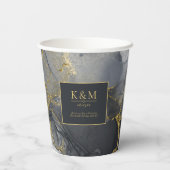 Moody Ink Charcoal Gold Abstrakt ID988 Pappbecher (Rückseite)